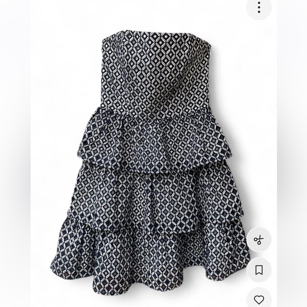 White House Black Market Strapless eyelet  tiered Dress | Size 0